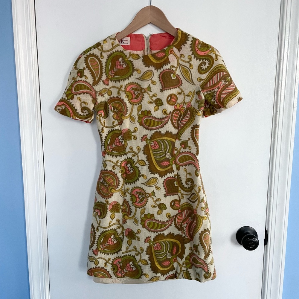 Vintage 60s Mod Mini Paisley Psychedelic Gogo Dress